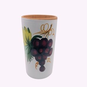 Pier 1 Terra Cotta Wine Chiller/Utensil Holder Purple Grapes Design Italy